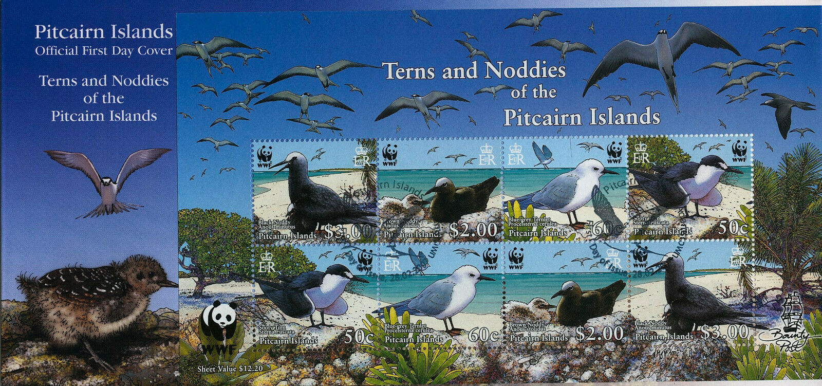 Pitcairn Islands 2007 FDC WWF Stamps Terns & Noddies Sooty Tern Birds 8v M/S