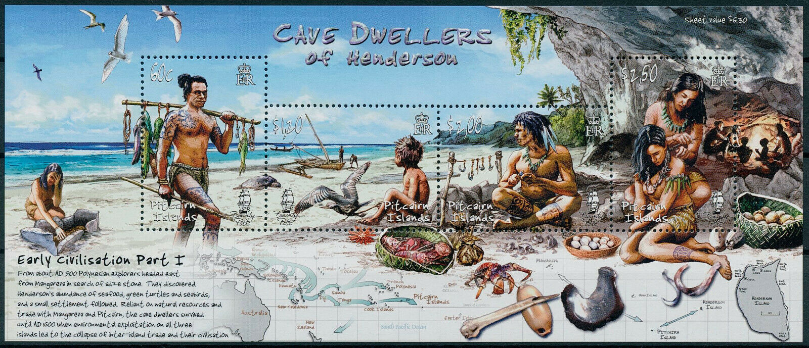 Pitcairn Islands 2006 MNH Stamps Early Civilisation Part I Cave Dwellers 4v M/S