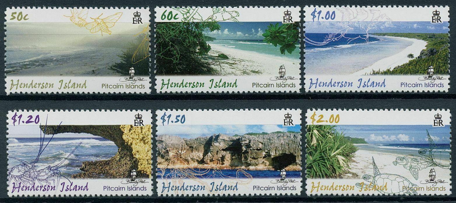 Pitcairn Islands 2005 MNH World Heritage Stamps Henderson Island Beaches 6v Set