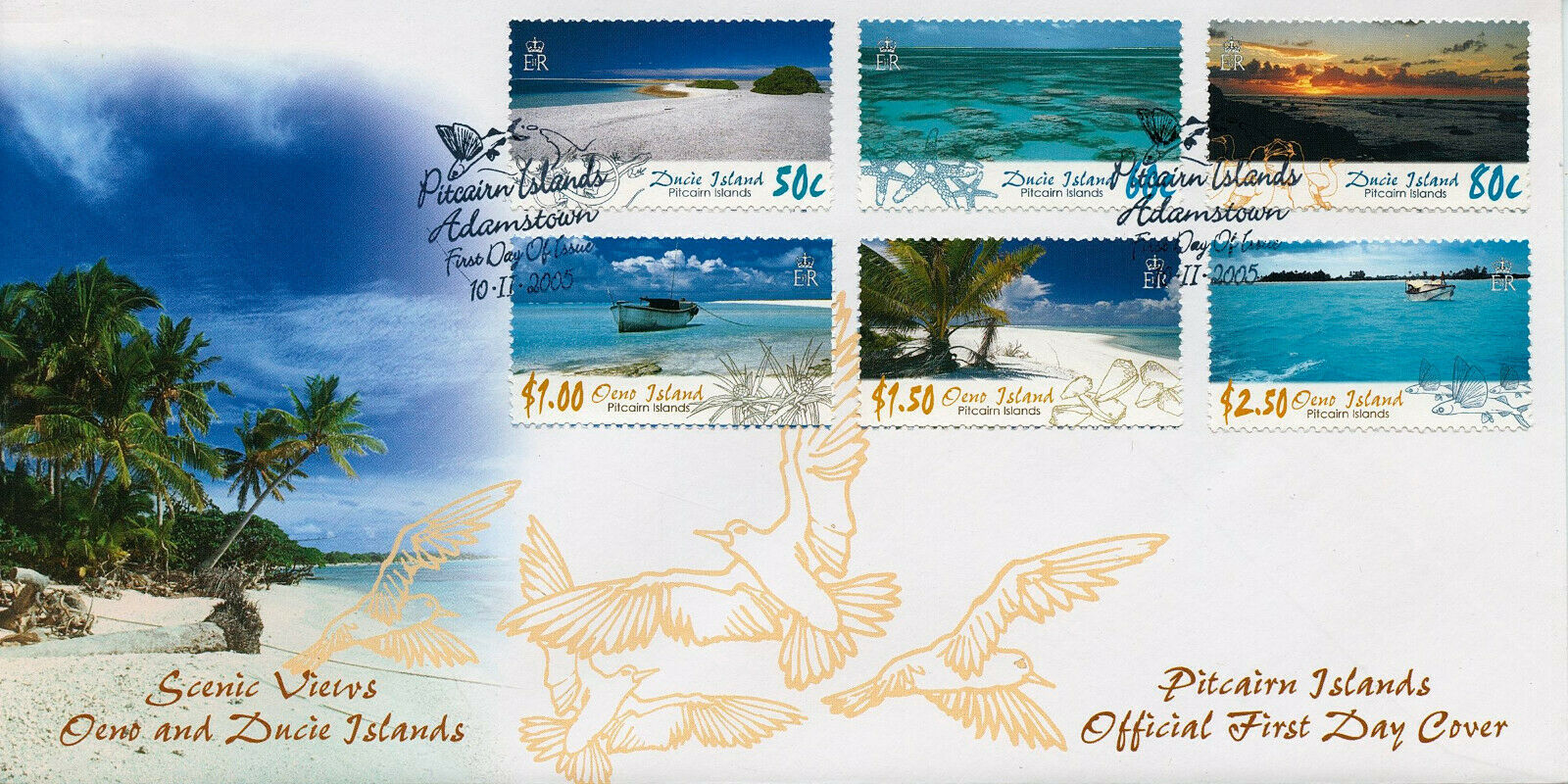 Pitcairn Islands 2005 FDC Landscapes Stamps Scenery Ducie & Oeno Island 6v Set