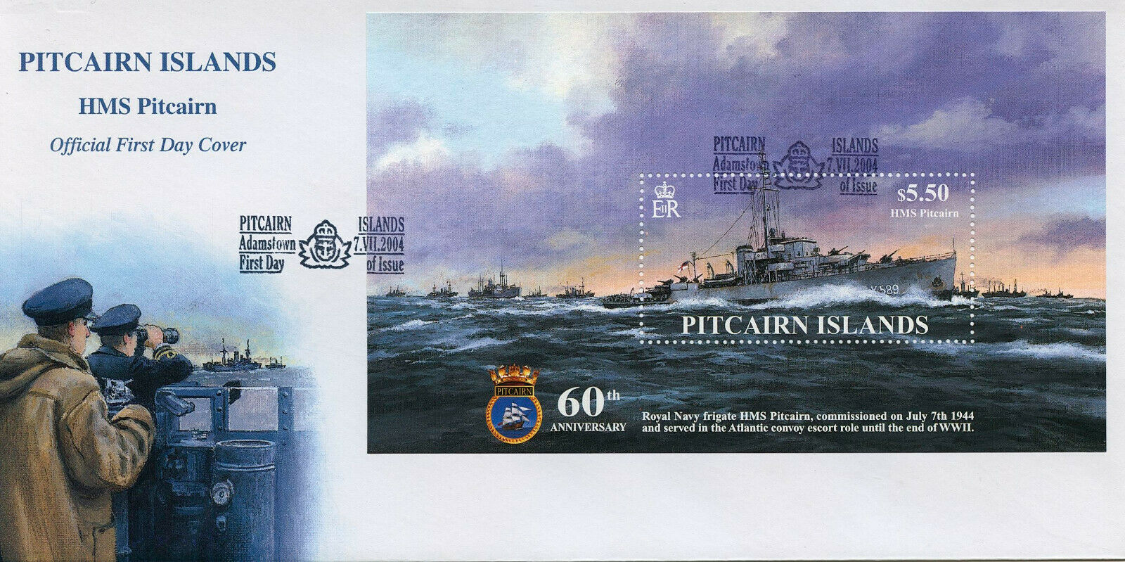 Pitcairn Islands 2004 FDC Ships Stamps Royal Navy Frigate HMS Pitcairn 1v M/S