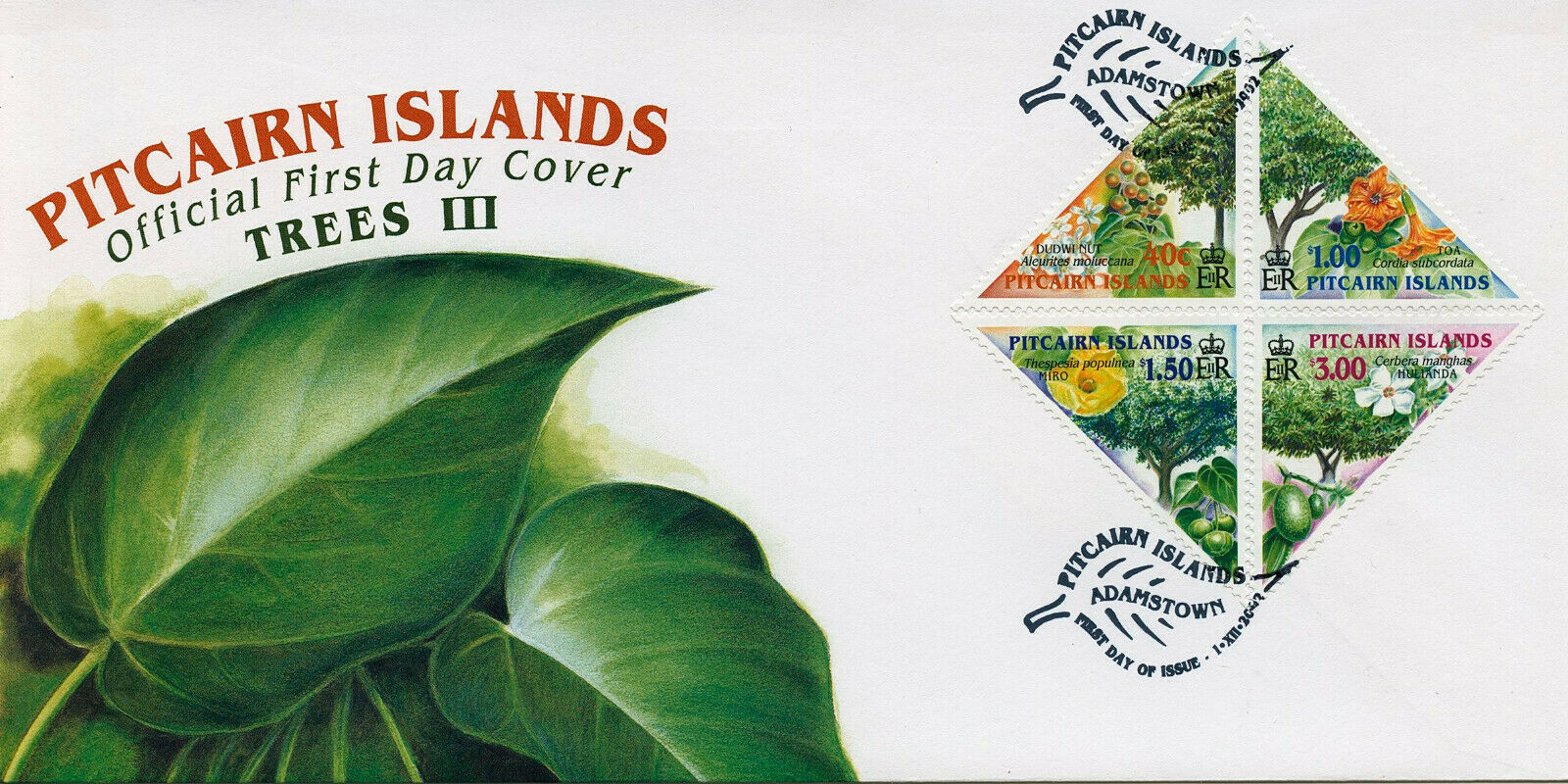 Pitcairn Islands 2002 FDC Trees Stamps Dudwi Nut Tree Toa Miro Nature 4v Set