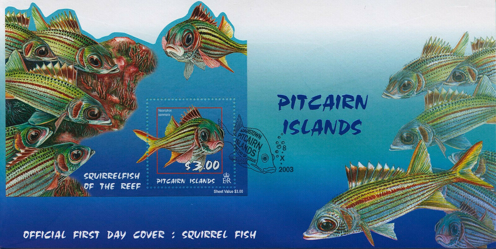Pitcairn Islands 2003 FDC Fish Stamps Squirrelfishof Reef Fishes 1v M/S