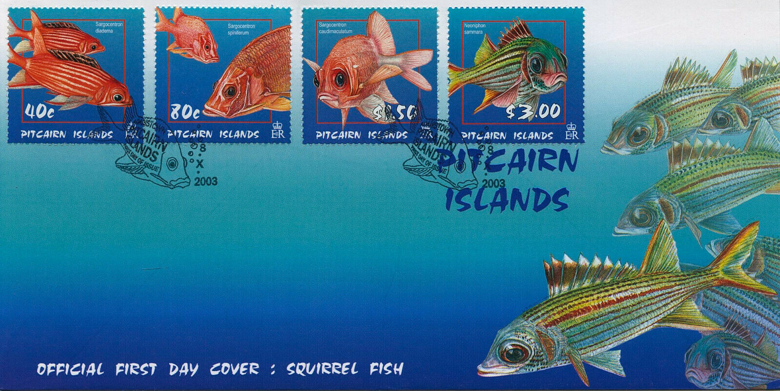 Pitcairn Islands 2003 FDC Fish Stamps Squirrelfishof Reef Fishes 4v Set