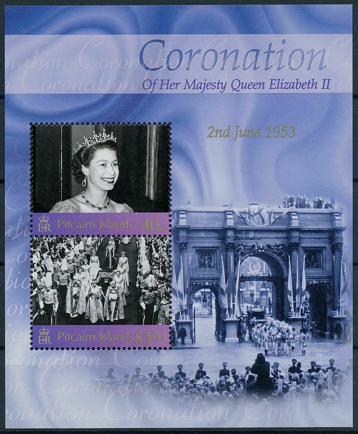 Pitcairn Islands 2003 MNH Royalty Stamps Queen Elizabeth II Coronation 2v M/S