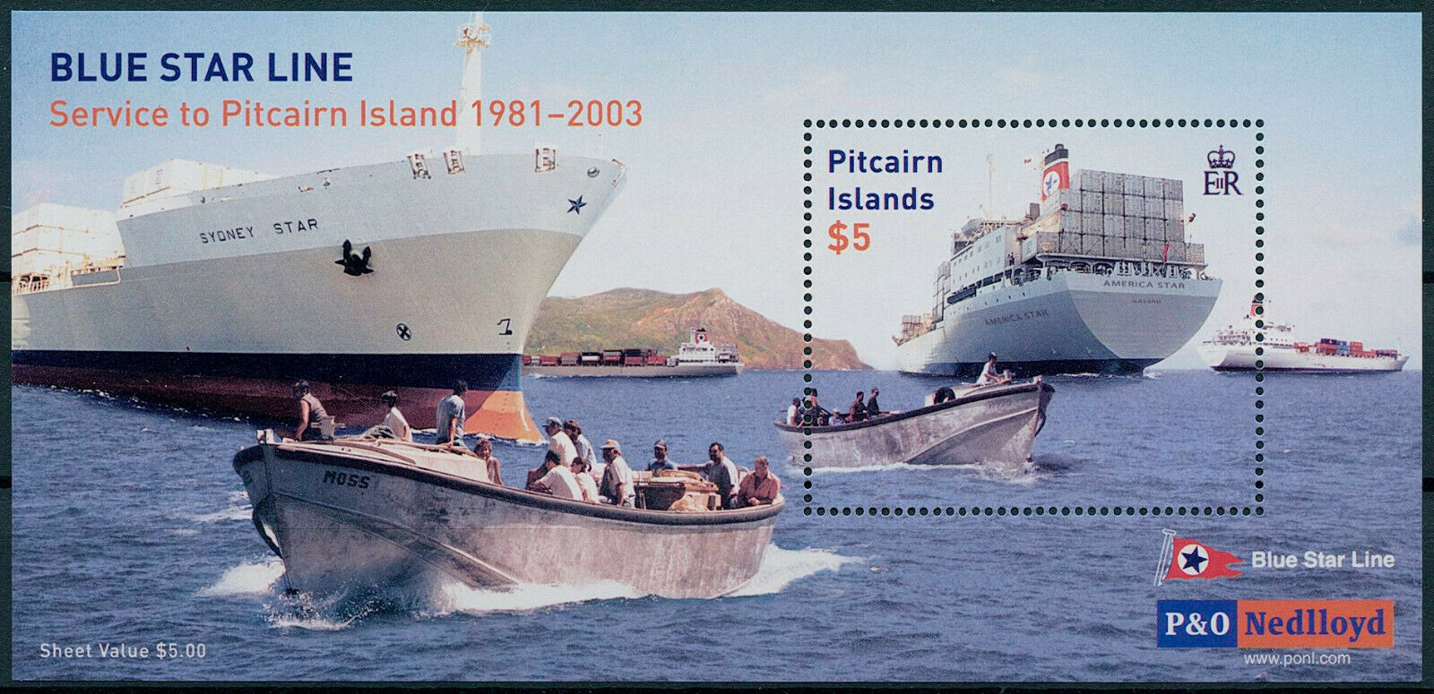 Pitcairn Islands 2003 MNH Ships Stamps Blue Star Line P&O Nedlloyd 1v M/S