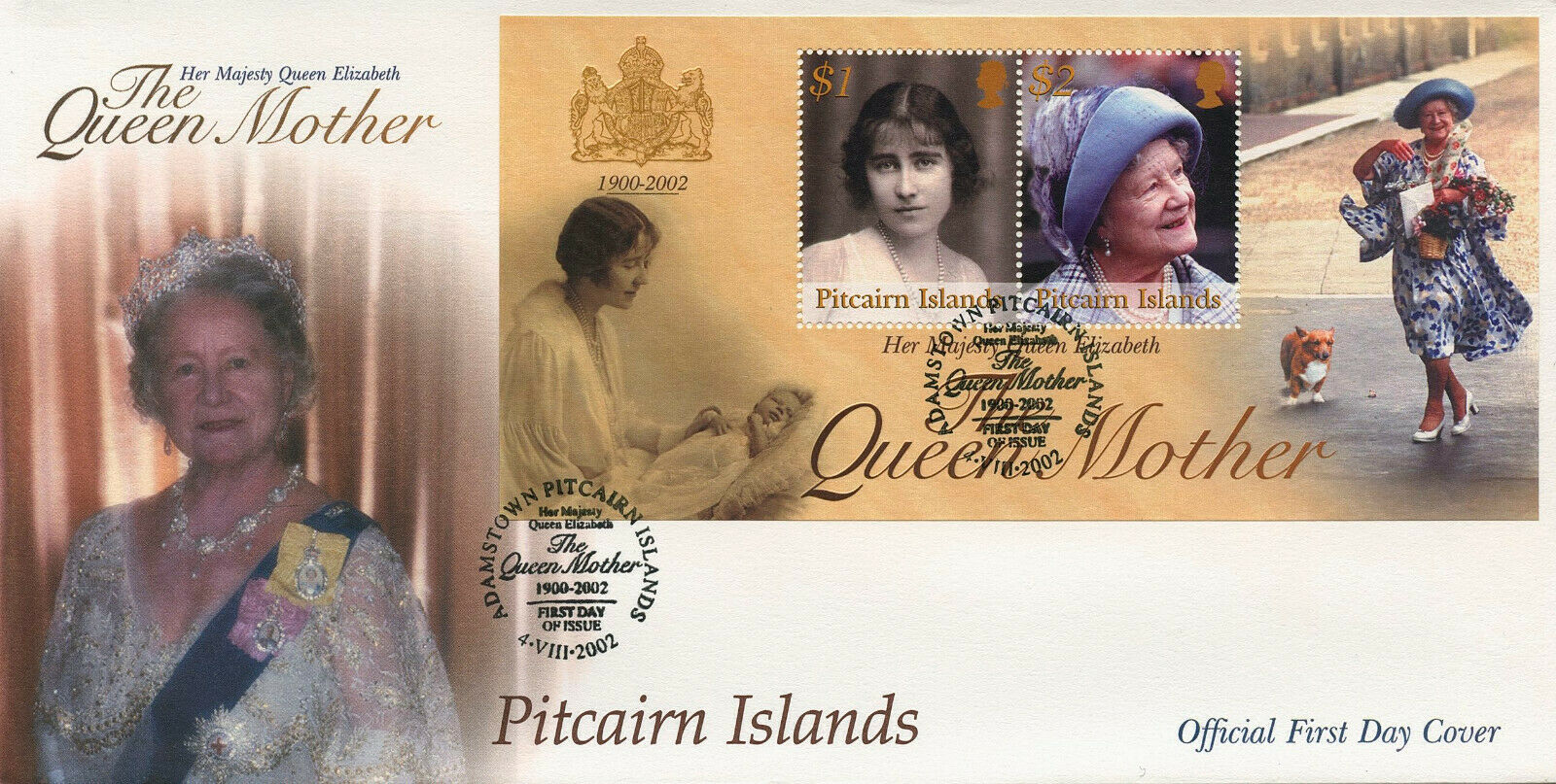 Pitcairn Islands 2002 FDC Royalty Stamps Queen Mother Memorial 2v M/S