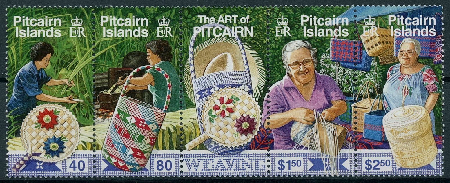 Pitcairn Islands 2002 MNH Art Stamps Weaving Baskets Crafts Handicrafts 4v Strip