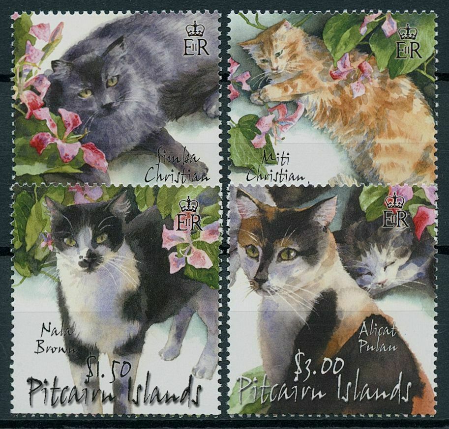 Pitcairn Islands 2002 MNH Cats Stamps Feline Friends Domestic Animals 4v Set
