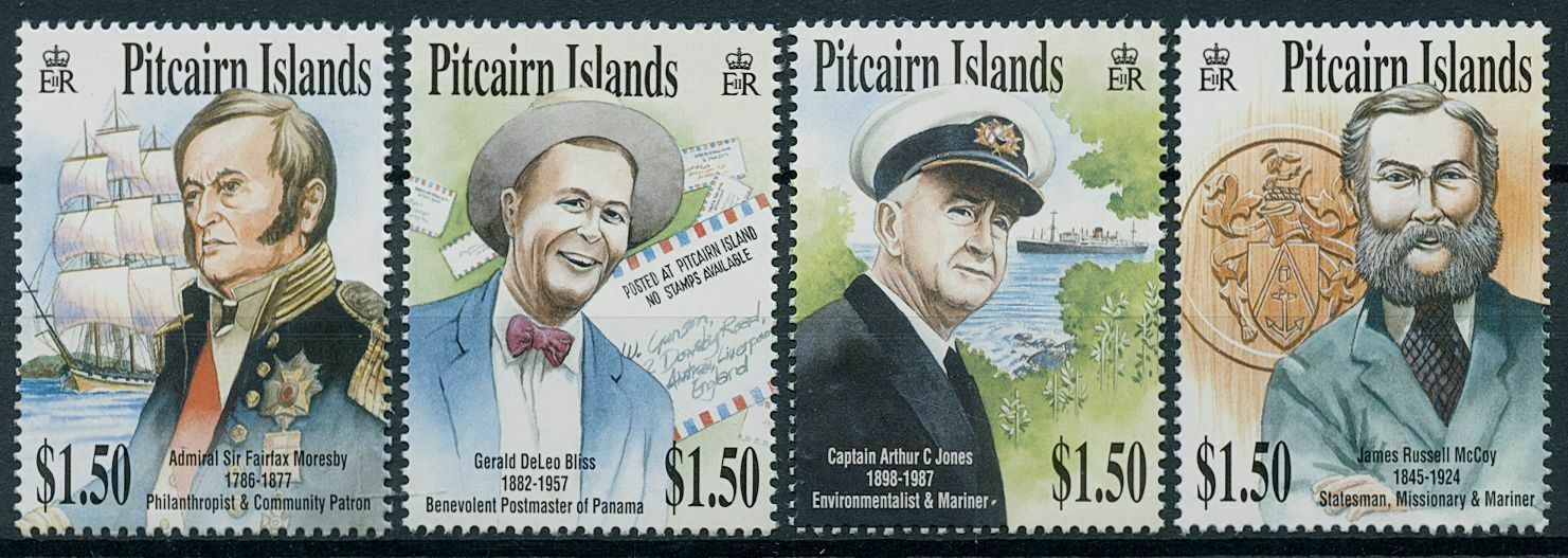 Pitcairn Islands 2002 MNH People Stamps Notable Figures Ships Nautical 4v Set