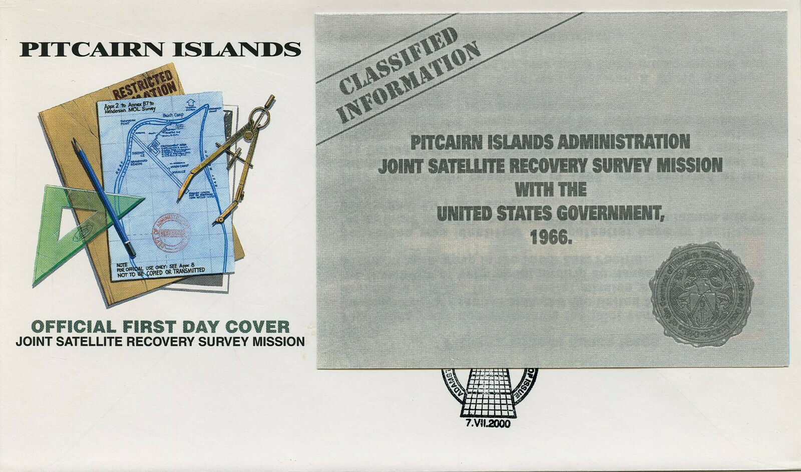 Pitcairn Islands 2000 FDC Stamps Joint Satellite Recovery Survey Mission 2v M/S