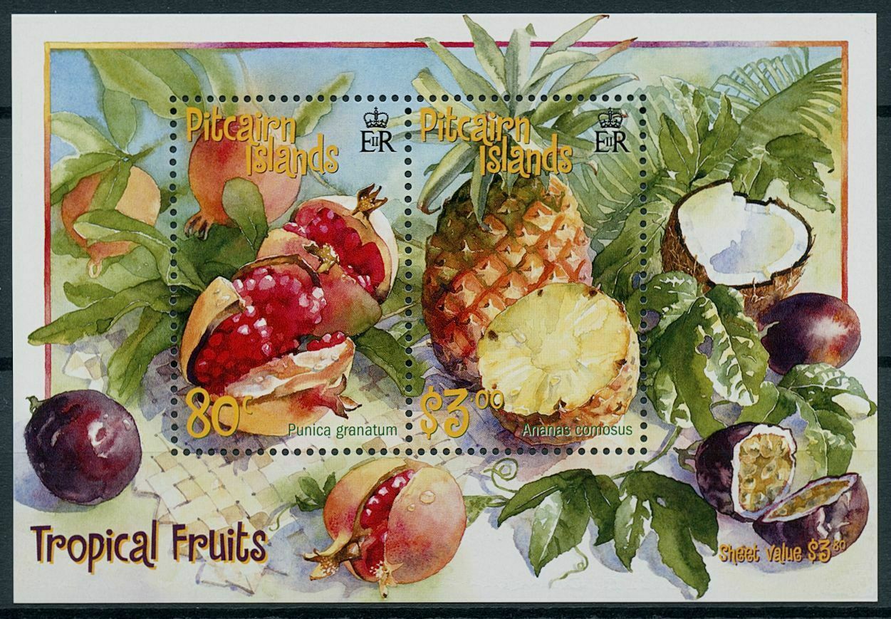 Pitcairn Islands 2001 MNH Fruits Stamps Tropical Fruit Pineapple Nature 2v M/S