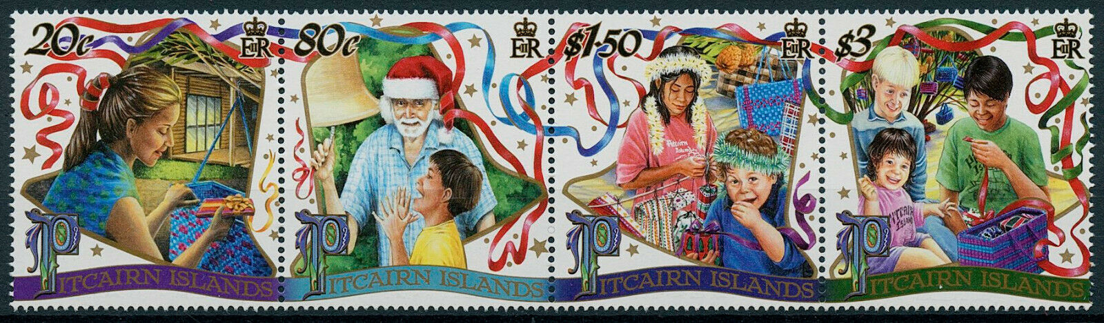 Pitcairn Islands 2000 MNH Christmas Stamps Decorations Presents 4v Strip