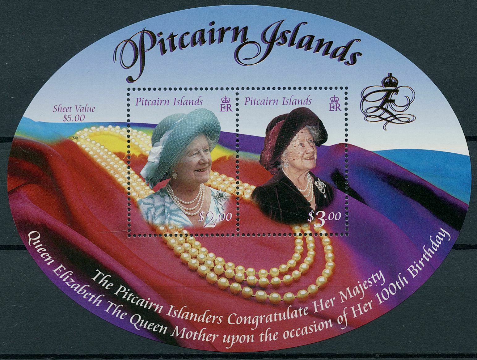 Pitcairn Islands 2000 MNH Royalty Stamps Queen Mother 100th Birthday 2v M/S