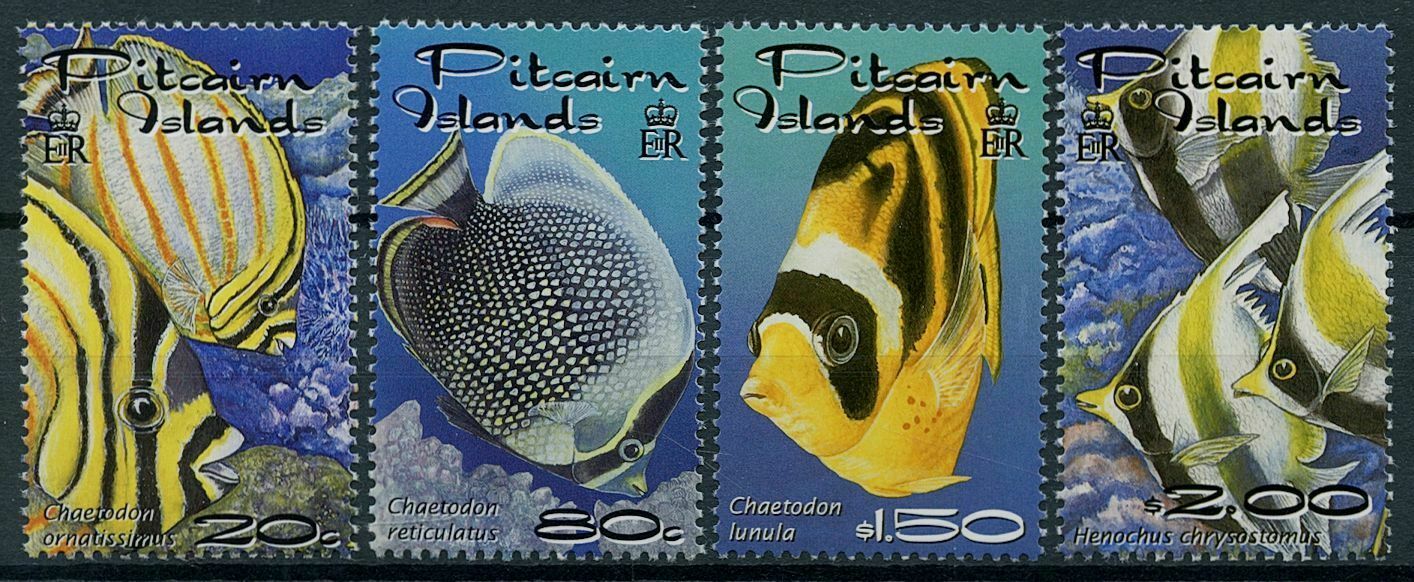 Pitcairn Islands 2001 MNH Reef Fish Stamps Fishes Butterflyfish 4v Set