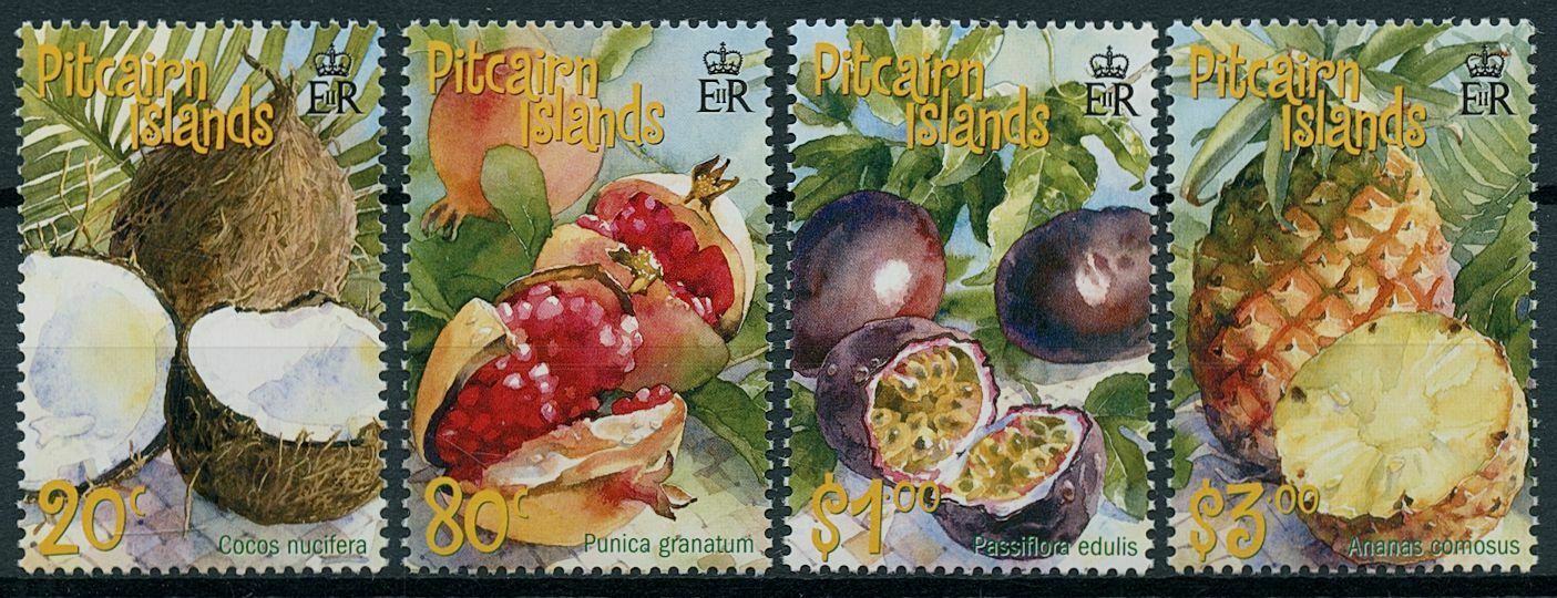 Pitcairn Islands 2001 MNH Fruits Stamps Tropical Fruit Pineapple Coconut 4v Set