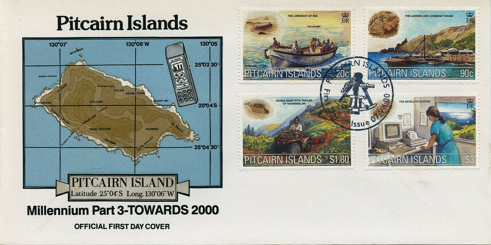 Pitcairn Islands 2000 FDC Nautical Stamps Millennium Part III Boats 4v Set