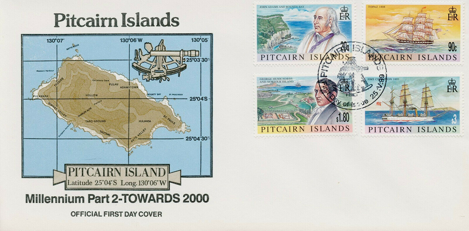 Pitcairn Islands 1999 FDC Ships Stamps Millennium Part II John Adams 4v Set