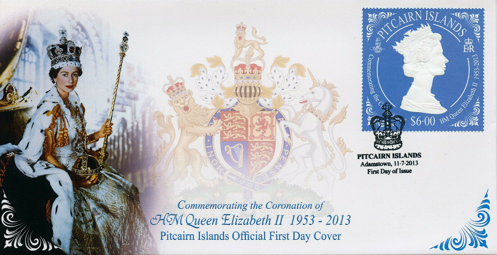Pitcairn Islands 2013 FDC Royalty Stamps Queen Elizabeth II Coronation 1v Set