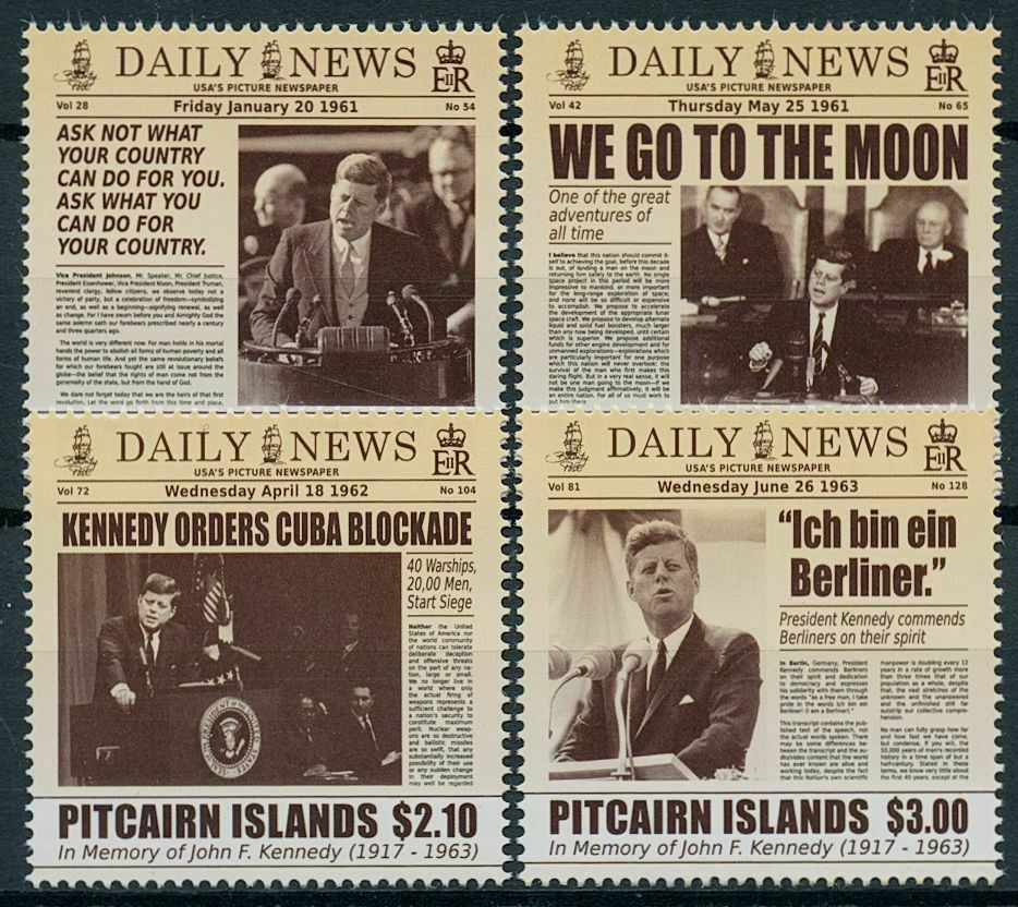 Pitcairn Islands 2013 MNH JFK Stamps John F Kennedy US Presidents People 4v Set