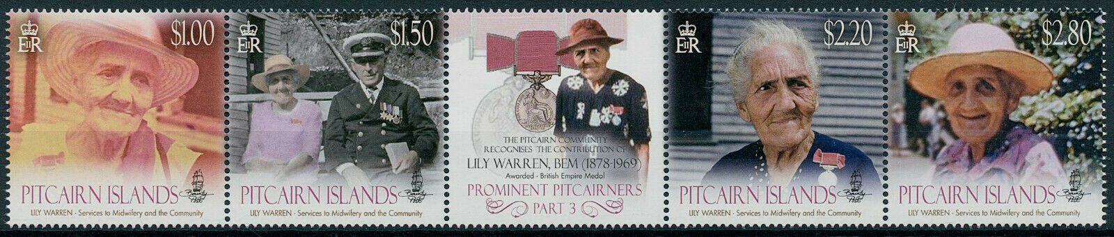 Pitcairn Islands 2013 MNH Prominent People Stamps Lily Warren Part III 4v Strip