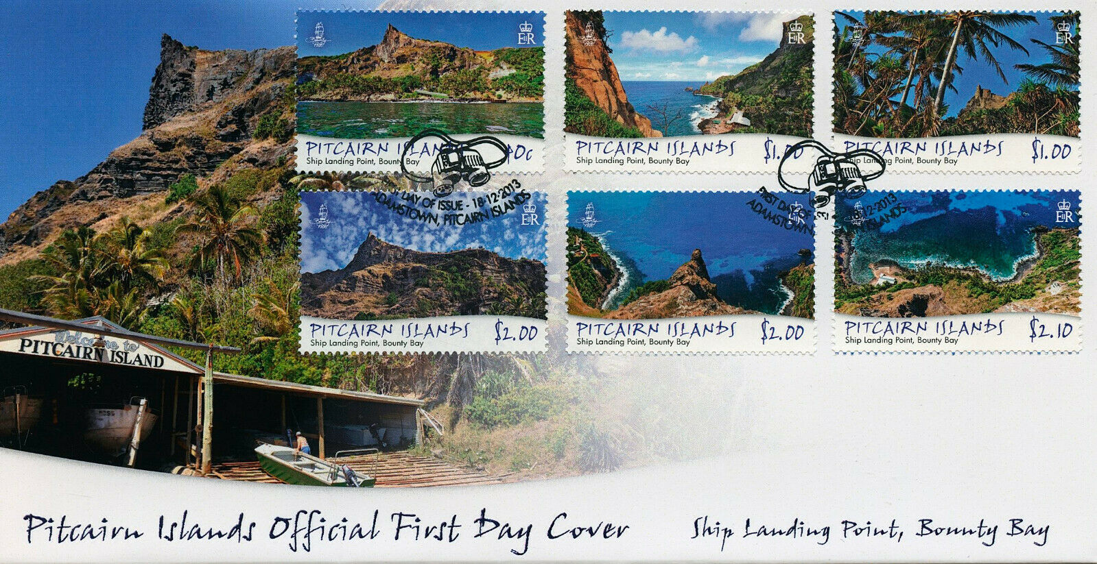 Pitcairn Islands 2013 FDC Landscapes Stamps Ship Landing Point Bounty Bay 6v Set