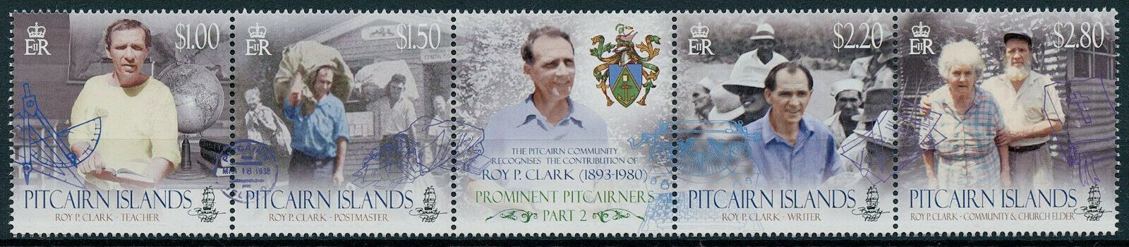 Pitcairn Islands 2012 MNH Prominent People Stamps Roy P. Clark Part II 4v Strip