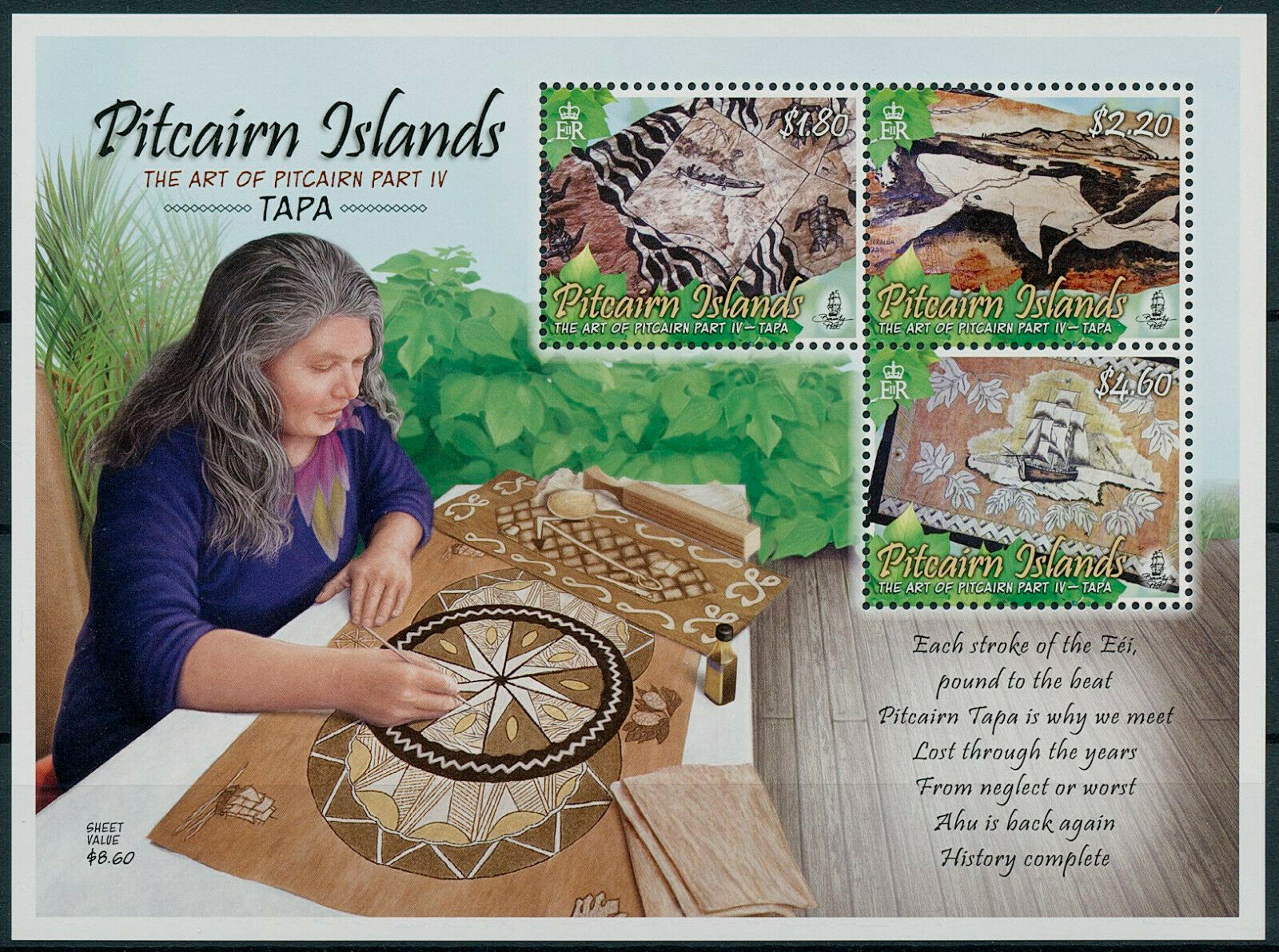Pitcairn Islands 2012 MNH Art Stamps Tapa Part IV Cultures & Traditions 3v M/S
