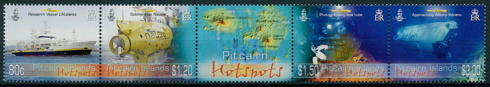 Pitcairn Islands 2010 MNH Ships Stamps Hotspots Submarine Volcanoes 4v Strip