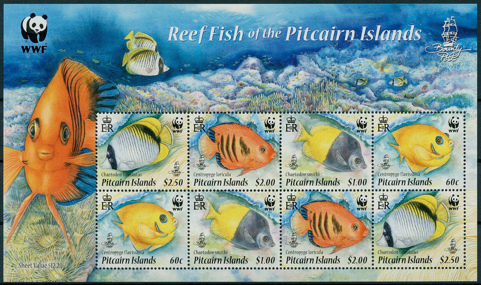 Pitcairn Islands 2010 MNH WWF Stamps Reef Fish Endangered Species 8v M/S