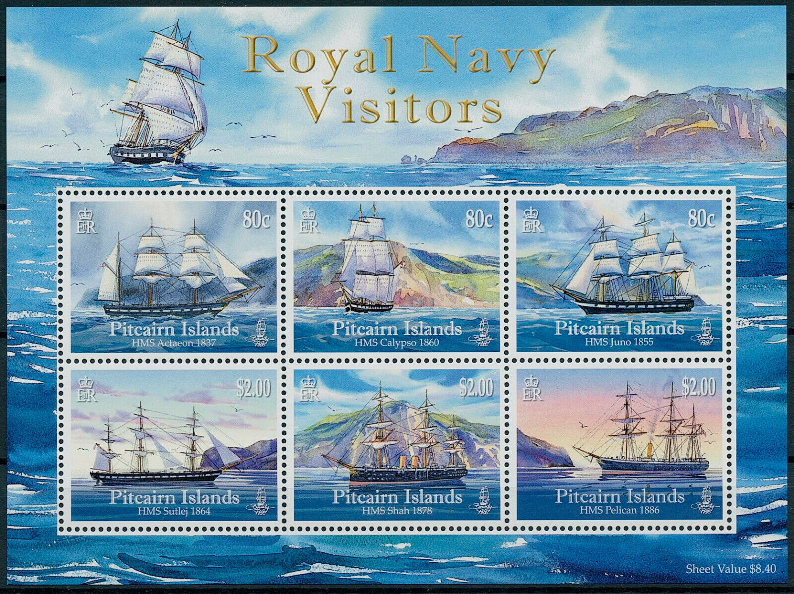 Pitcairn Islands 2009 MNH Ships Stamps Royal Navy Visitors HMS Calypso 6v M/S