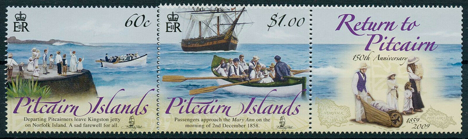 Pitcairn Islands 2009 MNH Ships Stamps Return from Norfolk Island 4v Strip