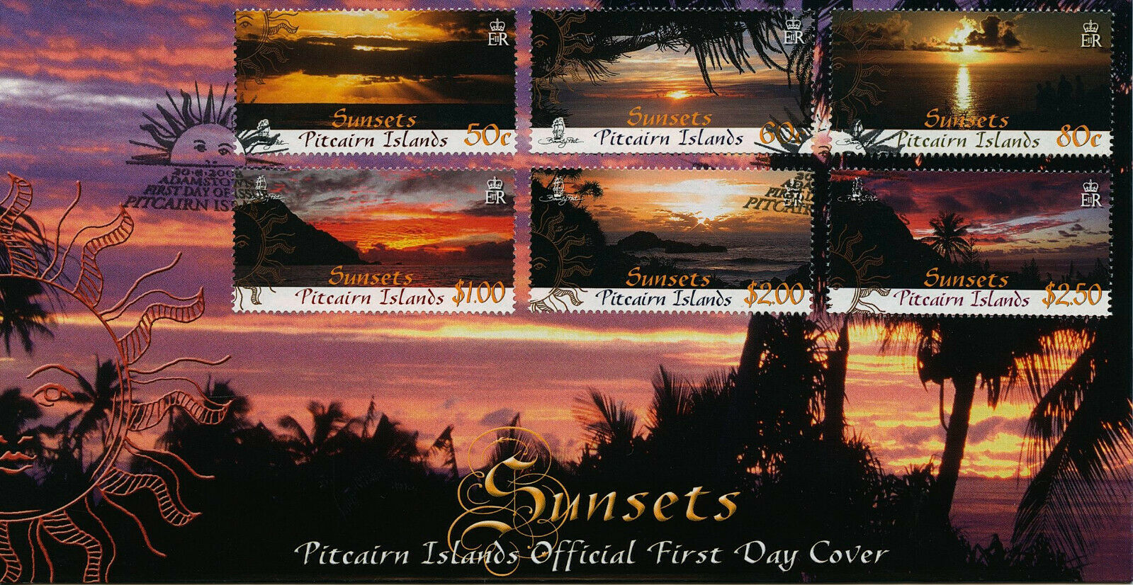 Pitcairn Islands 2008 FDC Landscapes Stamps Sunsets Tourism Palm Trees 6v Set