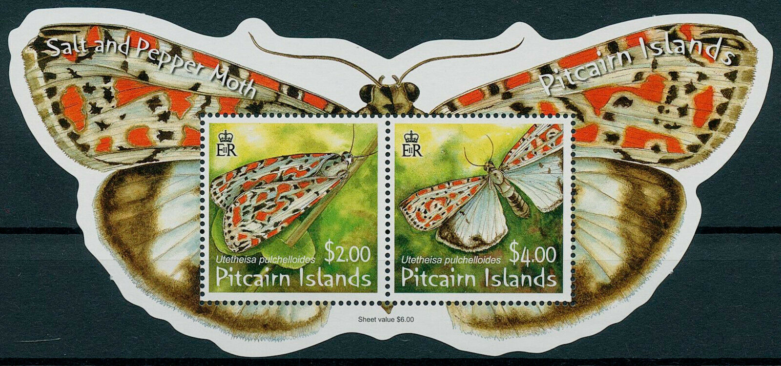 Pitcairn Islands 2007 MNH Butterflies Stamps Salt & Pepper Moth Moths 2v M/S