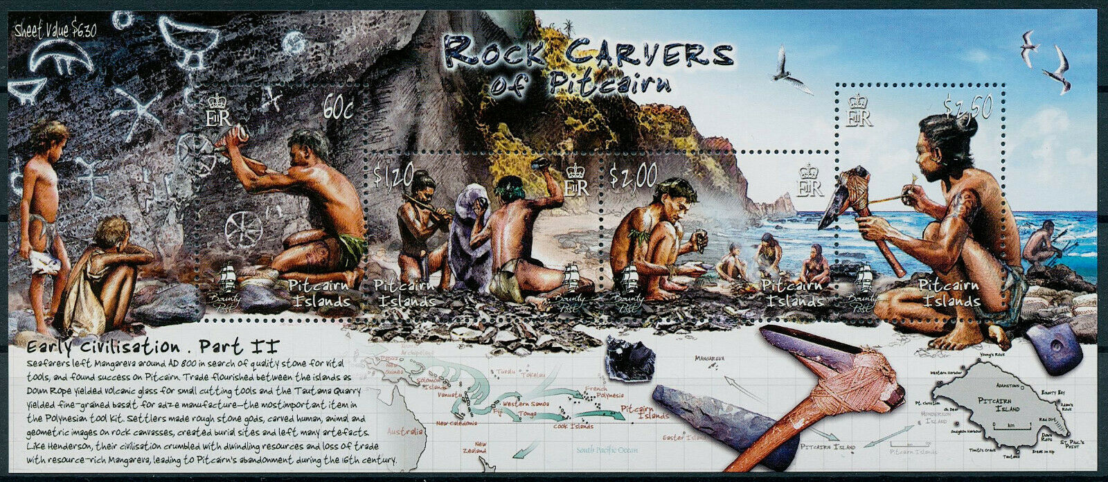 Pitcairn Islands 2007 MNH Stamps Early Civilisation Part II Rock Carvers 4v M/S
