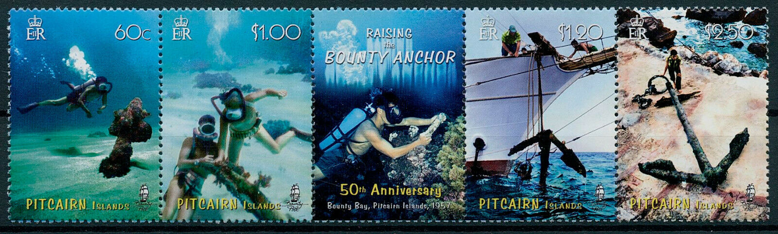 Pitcairn Islands 2007 MNH Ships Stamps Raising Bounty Anchor Nautical 4v Strip