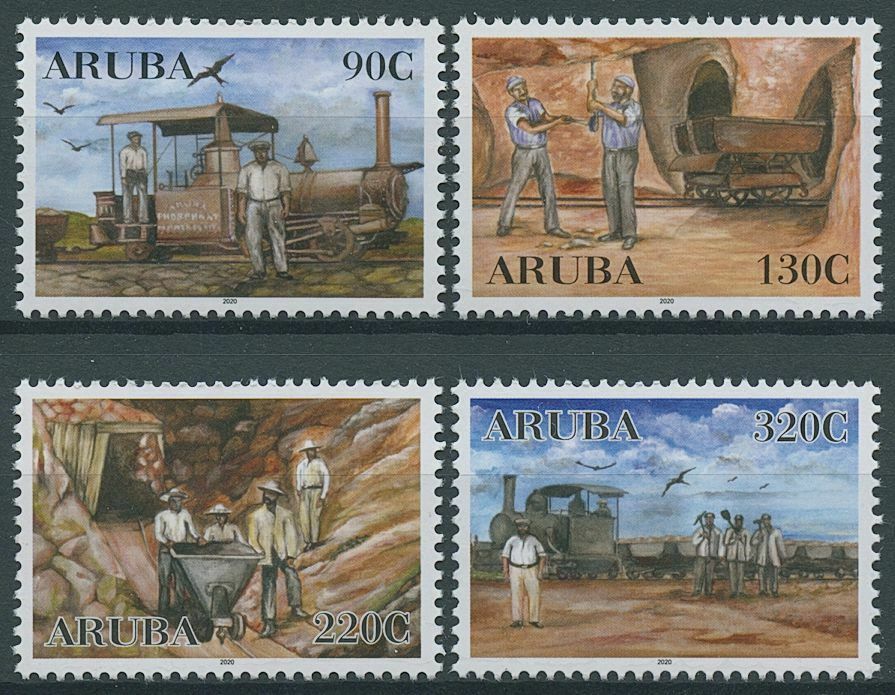 Aruba 2020 MNH Trains Stamps Underground Wagons Mining Rail Railways 4v Set