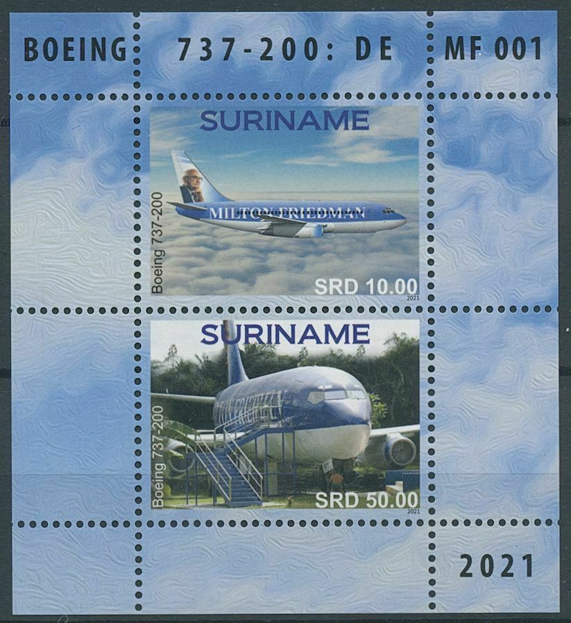 Suriname 2021 MNH Aviation Stamps Boeing 737-200 DE MF 100 Aircraft 2v M/S