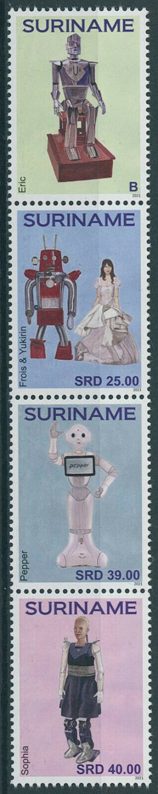 Suriname 2021 MNH Technology Stamps Robots Robot 100 Years 4v Strip