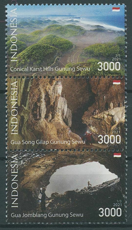 Indonesia 2021 MNH UNESCO Stamps Gunung Sewu Global Geopark Caves 3v Set