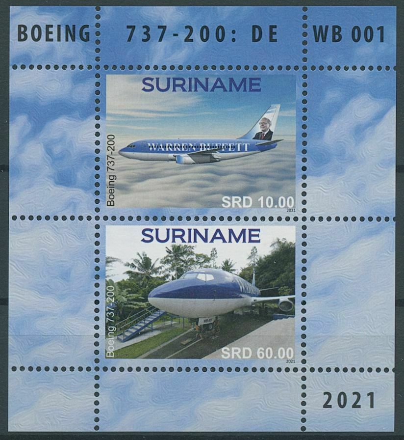 Suriname 2021 MNH Aviation Stamps Boeing 737-200 DE WB 001 Aircraft 2v M/S
