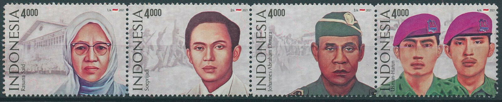 Indonesia 2021 MNH People Stamps Heroes Warriors Military Tokoh Pejuang 4v Strip
