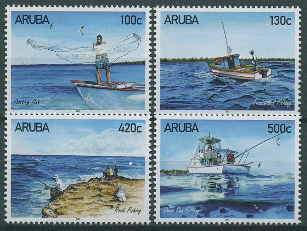 Aruba 2021 MNH Boats Stamps Fishing Techniques Deep Sea Fishing 4v Set