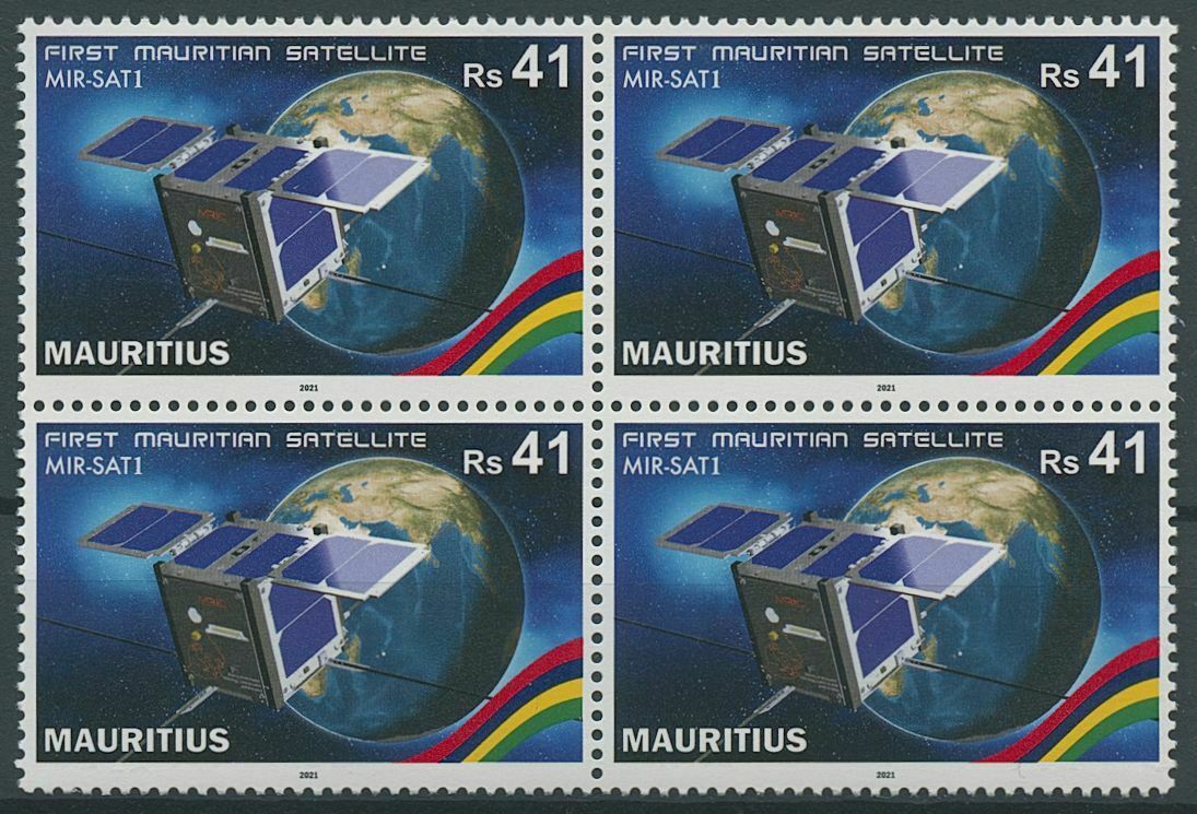 Mauritius 2021 MNH Space Stamps 1st Mauritian Satellite MIR-SAT1 4v Block