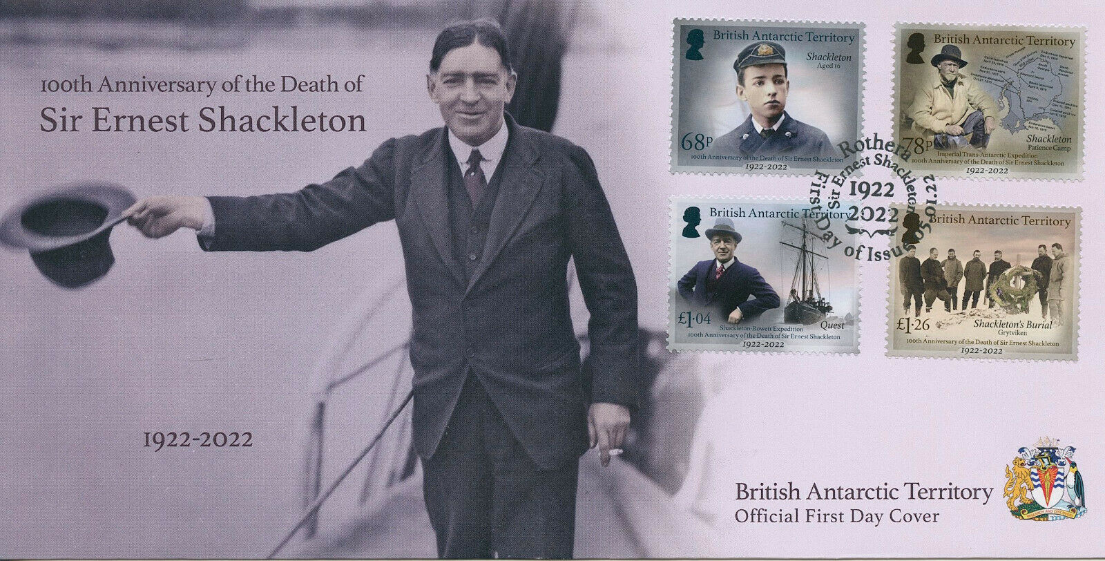 BAT 2022 FDC Ships Stamps Death of Sir Ernest Shackleton Exploration 4v Set