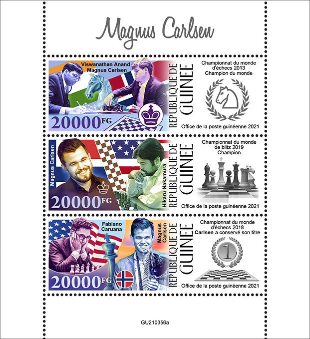Guinea 2021 MNH Chess Stamps Magnus Carlsen Viswanathan Anand Sports 3v M/S