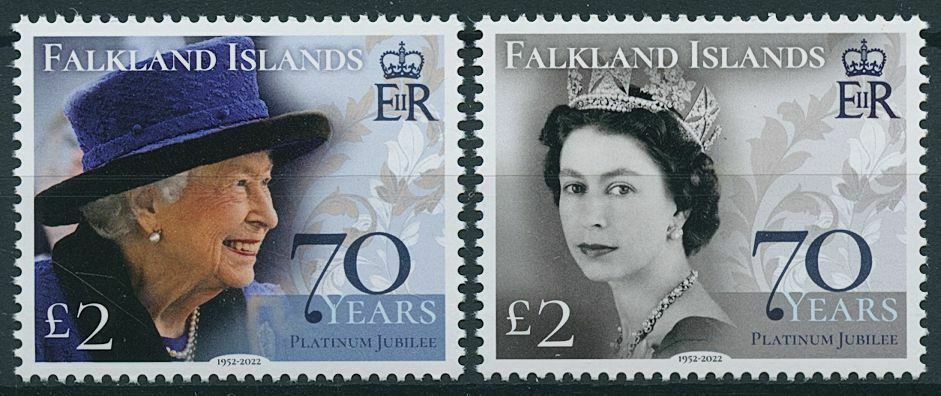 Falkland Islands 2022 MNH Royalty Stamps Queen Elizabeth II Platinum Jubilee 2v Set