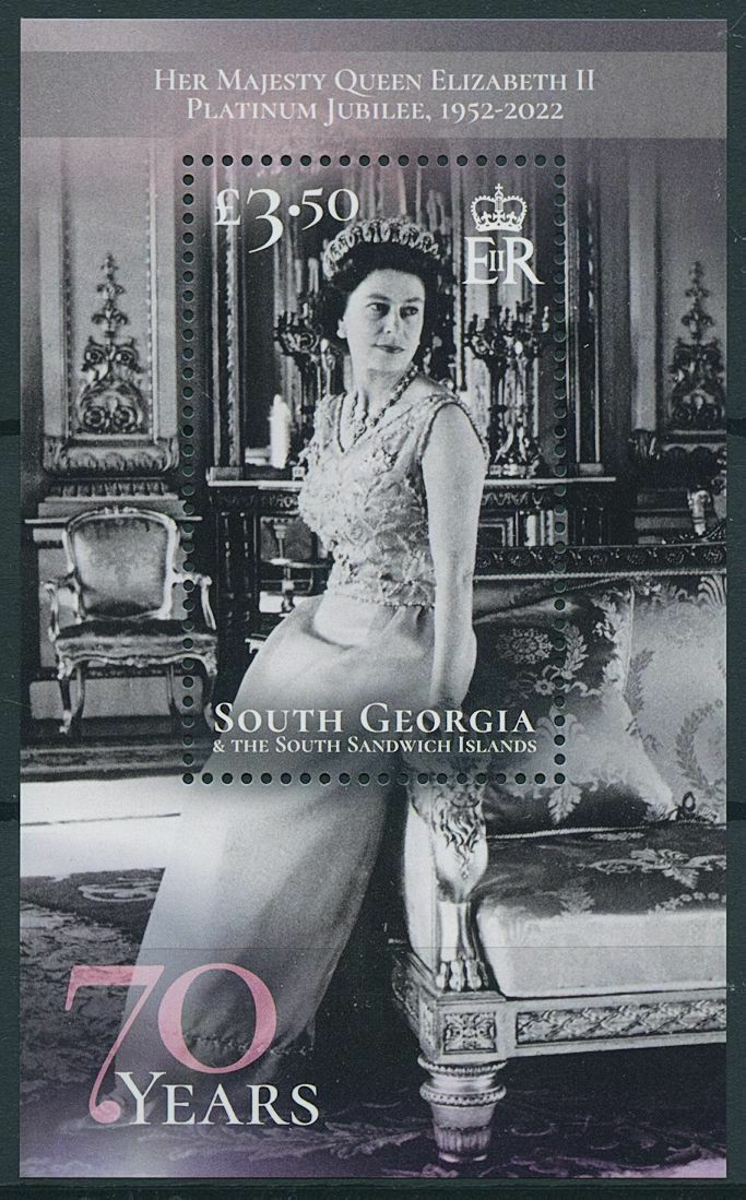 South Georgia & South Sandwich Islands 2022 MNH Royalty Stamps Queen Elizabeth II Platinum Jubilee 1v M/S