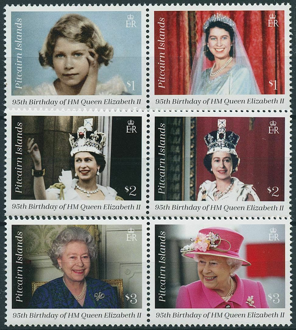 Pitcairn Islands 2021 MNH Royalty Stamps Queen Elizabeth II 95th 6v Set in Pairs