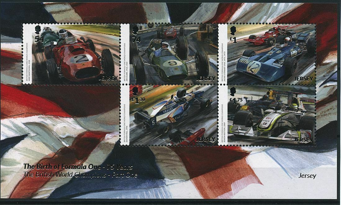 Jersey 2021 MNH F1 Stamps Formula One Cars Part I British Champions 5v M/S